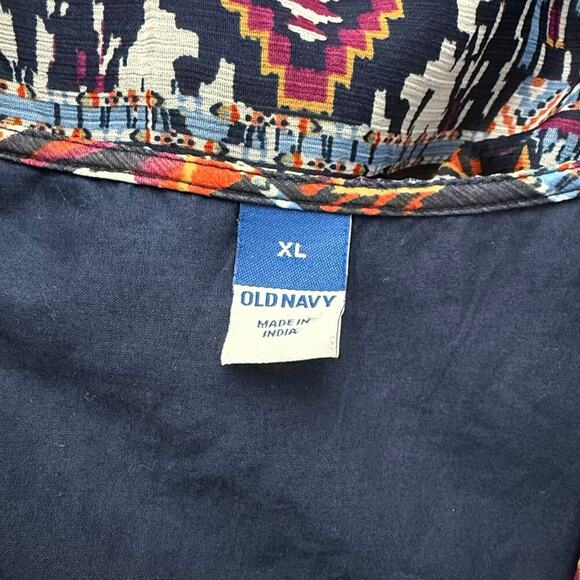 Old Navy Maxi Dress XL Aztec Southwestern Blue Boho - Picture 3 of 14